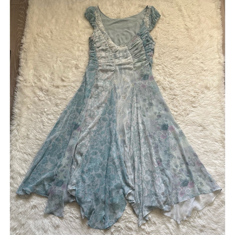 Free People Dress Heart To Heart Midi Flowy Fairycore Floral Blue Sz 12 - Picture 5 of 13